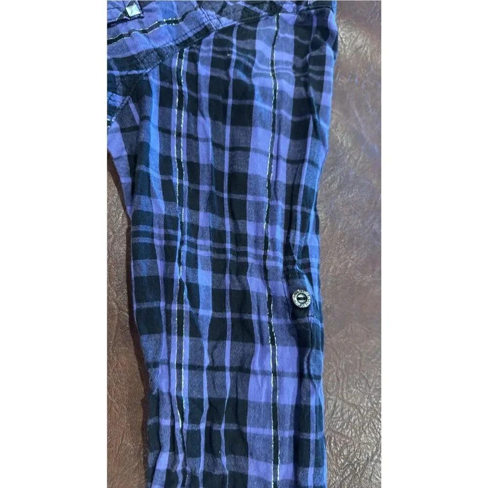 Justice long sleeve purple black shirt size 16
